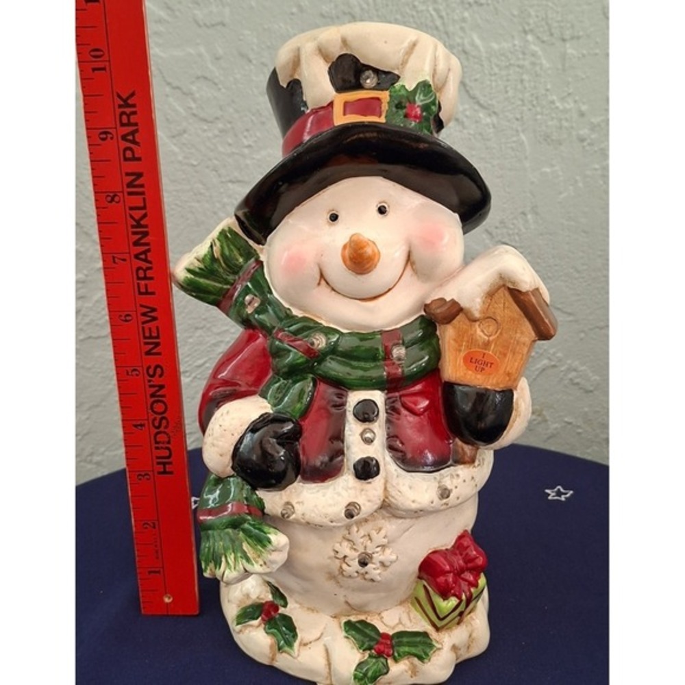 Transpac Dolomite Light Up Snowman Christmas Decor Festive Holiday Cheer